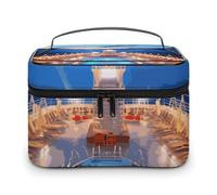LDGSUPH Borsa per il trucco con nave da crociera per feste in piscina con manico Borsa da toilette da viaggio portatile leggera impermeabile carino cosmetici borse portaoggetti grande moda custodia