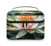 LDGSUPH Borsa per il trucco con ninfea con manico Borsa da toilette portatile da viaggio leggera impermeabile carino cosmetici borse grande moda custodia per trucco organizer per donne