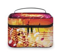 LDGSUPH Borsa per il trucco con note musicali con manico Borsa da toilette da viaggio portatile leggera impermeabile carino cosmetici borse portaoggetti grande moda custodia per trucco organizer per