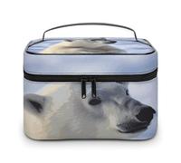 LDGSUPH Borsa per il trucco con orso polare con manico borsa da toilette da viaggio portatile leggera impermeabile carino cosmetici borse grande moda custodia organizer per donne