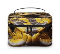 LDGSUPH Borsa per il trucco con serpente giallo con manico borsa da toilette da viaggio portatile leggera impermeabile carino cosmetici borse grande moda custodia organizer per trucco per le donne