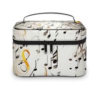 LDGSUPH Borsa per il trucco con stampa di note musicali con manico Borsa da toeletta da viaggio portatile leggera impermeabile carino cosmetici borse portaoggetti grande moda custodia per trucco