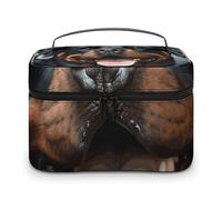 LDGSUPH Borsa per il trucco con testa di lingua di Rottweiler, con manico, portatile, da viaggio, leggera, impermeabile, carina, per cosmetici, grande, alla moda, organizer per donne