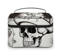 LDGSUPH Borsa per il trucco da chef scheletro con manico Borsa da toilette da viaggio portatile leggera impermeabile carino cosmetici borse grande moda custodia organizer per trucco per le donne