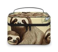 LDGSUPH Borsa per il trucco della famiglia di bradipi con manico Borsa da toilette da viaggio portatile leggera impermeabile carino cosmetici borse grande moda custodia organizer per donne