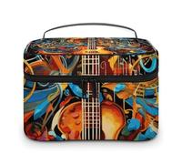 LDGSUPH Borsa per il trucco della serie musicale con manico Borsa da toilette da viaggio portatile leggera impermeabile carino cosmetici borse di stoccaggio grande moda custodia per trucco