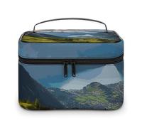 LDGSUPH Borsa per il trucco delle Alpi della Svizzera con manico Borsa da toilette portatile da viaggio leggera impermeabile carino cosmetici borse di stoccaggio grande moda custodia per trucco