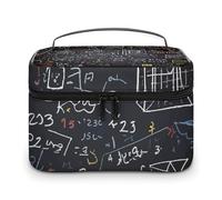 LDGSUPH Borsa per il trucco per matematica e fisica con manico Borsa da toilette da viaggio portatile leggera impermeabile carino cosmetici borse portaoggetti grande moda custodia organizer per donne