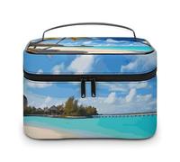LDGSUPH Borsa per il trucco tropicale da spiaggia con manico Borsa da toilette da viaggio portatile leggera impermeabile carino cosmetici borse grande moda custodia organizer per trucco per le donne
