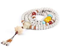 LDGSUPH Bracciale con 108 perline Buddista tibetano Stella Luna Bodhi pendente di loto/Buddha Collana preghiera Mala in legno naturale for meditazione