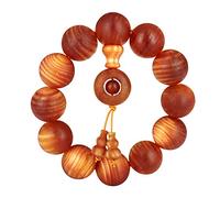 LDGSUPH Bracciale con perline di legno Meditazione buddista tibetana Mala Preghiera Perline Gioielli elastici, Legno sangue drago - trasparente
