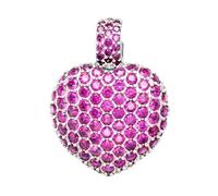 LDGSUPH Ciondolo in Argento Sterling 925, Ciondolo A Forma di Cuore con Zirconi Rossi, Gioielli Romantici, Stile Europeo, Bijoux, Accessori, Regalo for Donna E Uomo