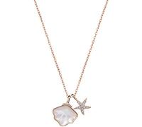 LDGSUPH Collana a catena a maglie in vero argento sterling 925 for donna con pendente a conchiglia di stella marina in zirconi lucenti(Rose Gold Color)