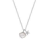 LDGSUPH Collana a catena a maglie in vero argento sterling 925 for donna con pendente a conchiglia di stella marina in zirconi lucenti(White Color)