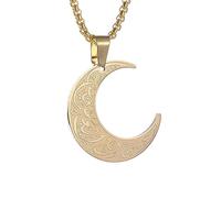 LDGSUPH Collana con ciondolo luna religiosa araba for donne Dio Messaggero Islam Musulmano Gioielli in acciaio inossidabile(Gold)