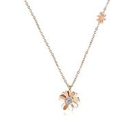 LDGSUPH Collana da donna in acciaio inossidabile oro rosa con fiore piccolo margherita alla moda semplice e fresca estiva(Rose gold)