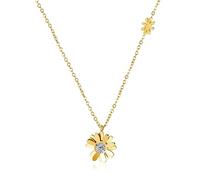 LDGSUPH Collana da donna in acciaio inossidabile oro rosa con fiore piccolo margherita alla moda semplice e fresca estiva(Gold)