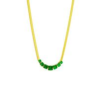 LDGSUPH Collana in zircone di cristallo quadrato bianco verde in acciaio inossidabile 316L for regali gioielli lusso con catena a serpente piatta moda da donna