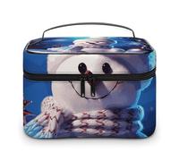 LDGSUPH Merry Christmas - Borsa per il trucco con pupazzo di neve con manico, portatile, da viaggio, leggera, impermeabile, carina, per cosmetici, grande, alla moda, per donne