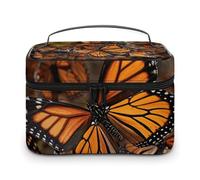 LDGSUPH Monarch Butterflies Makeup Bag con manico Borsa da toilette portatile da viaggio leggera impermeabile carino cosmetici borse grande moda trucco organizzatore per le donne