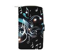 LDGSUPH Nota Musicale Portafoglio Lungo In Pelle Adulto Viaggio Cerniera Borsa Lunga Multifunzionale Porta Carte di Credito 12 Slot Per Schede