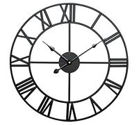 LDGSUPH Orologio da parete classico in ferro battuto circolare 3D fatto a mano in oro, orologio muto decorativo romano creativo for soggiorno, cucina, bagno, camera letto(Black,60cm)