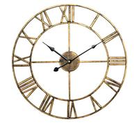 LDGSUPH Orologio da parete classico in ferro battuto circolare 3D fatto a mano in oro, orologio muto decorativo romano creativo for soggiorno, cucina, bagno, camera letto(Write,50cm)