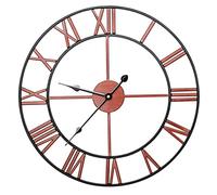 LDGSUPH Orologio da parete classico in ferro battuto circolare 3D fatto a mano in oro, orologio muto decorativo romano creativo for soggiorno, cucina, bagno, camera letto(Red,50cm)