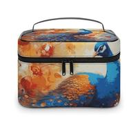 LDGSUPH Peacock2 - Trousse per trucchi con manico, portatile, da viaggio, leggera, impermeabile, graziosa, alla moda, organizer per trucchi da donna