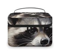 LDGSUPH Raccoon Borsa per il trucco con manico Borsa da toeletta da viaggio portatile leggera impermeabile carino cosmetici borse portaoggetti grande moda custodia per trucco organizzatore per le