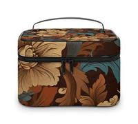 LDGSUPH Set di beauty case da viaggio con motivo floreale ornato con manico, portatile, leggero, impermeabile, grazioso, per cosmetici, grande, alla moda, organizer per trucco da donna