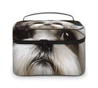 LDGSUPH Shih Tzu Borsa per il trucco del cane con manico Borsa da toilette portatile da viaggio leggera impermeabile carino cosmetici borse grande moda trucco organizzatore per le donne