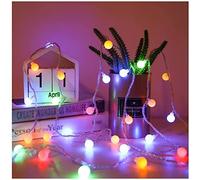 LDGSUPH Stringa di luci a sfera rotonda|Corda lucine creative a LED|Luci decorative a batteria for patio casa Festa nozze Camera da letto Compleanno(Colourful,32.8FT(80LED))