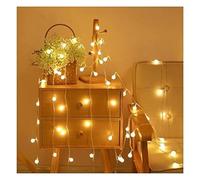 LDGSUPH Stringa di luci a sfera rotonda|Corda lucine creative a LED|Luci decorative a batteria for patio casa Festa nozze Camera da letto Compleanno(Warm White,19.6FT(40LED))