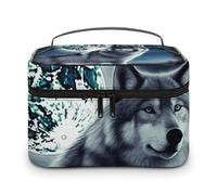 LDGSUPH Wolf Under Moon - Borsa per il trucco con manico, portatile, da viaggio, leggera, impermeabile, graziosa, grande, alla moda, per donne