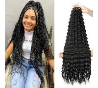 LDGUGO Ocean Wave - Extension di capelli lunghi e ricci all'uncinetto, 76 cm, confezione da 6