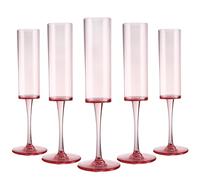 LDHHYH 12 calici da champagne in plastica, 155,9 g, rosa, usa e getta, alti 175 ml, eleganti calici in materiale PS per matrimoni, feste, compleanni, eventi all'aperto