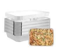 LDHHYH 40 ciotole in alluminio con coperchio, 2200 ml, usa e getta in alluminio con coperchio, grandi ciotole in alluminio usa e getta con coperchio per cuocere arrosti, 30,5 x 21,5 x 3 cm