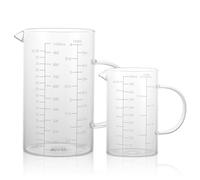 LDHHYH Caraffa Graduata, 1000ml, 500ml Bicchiere Graduato Set da 2,Caraffa Graduata in Vetro Borosilicato con Beccuccio, Misurino Graduato in Vetro per Liquidi, Cucina