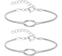 LDHZSS Bracciale Infinito con Catena a Serpente con Nodo d'Amore, Braccialetti con Nodo di Madre e Figlia (2 pieces silver)