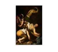 LdinMEX Caravaggio Artwork - Stampa artistica da parete su tela, motivo: crocifissione di San Pietro, decorazione moderna per camera da letto, 60 x 90 cm