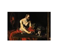 LdinMEX Caravaggio ArtWork - Stampa artistica su tela, motivo: San Girolamo Scrittura II, decorazione artistica per la casa, decorazione per la camera da letto, 60 x 90 cm