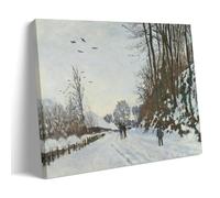 LdinMEX Stampa artistica da parete con Claude Monet - La strada per la fattoria di San Simeone in inverno, stampa artistica da parete, su tela, idea regalo, estetica per la stanza, 30 x 45 cm