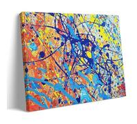 LdinMEX Stampa artistica su tela, motivo: Jackson Pollock, schizzi colorati, sudore, macchie e macchie, decorazione artistica da parete per la casa, 50 x 75 cm