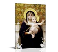 LdinMEX William Adolphe Bouguereau - Stampa artistica su tela, motivo: La Madonna dei Gigli (20 x 30 cm)