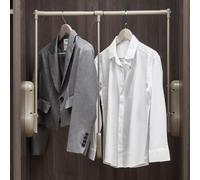 LDIW Appendiabito Saliscendi per Tirare Giù con Ritorno Morbido portaoggetti per Guardaroba salvaspazio Appendiabiti Estraibile per Armadio,Cachi,26to33in