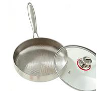 LDKFLKR Padella Antiaderente in Titanio con Texture Martellata Forgiata, Wok in Titanio per Cucinare con Coperchio Padelle per Uova per Bistecche Wok per Pancake per Tutti I Piani Cottura,20cm/7.8in