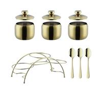 LDKFLKR Set di Zuccheriera in Acciaio Inox 304 con Cucchiaio, Coperchio E Ripiano, Spezie E Pepe, Barattolo per caffè, Saliera, Barattolo Spezie, Contenitore Condimenti per Casa E Cucina,Champagne