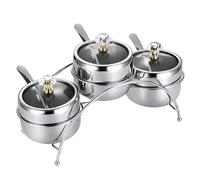 LDKFLKR Zuccheriere in Acciaio Inossidabile 304 Coperchi in Vetro Sigillati, Cucchiaio E Fessura, Contenitore per Condimenti Antiruggine, Contenitori Rotondi per Spezie da Cucina,3Arch