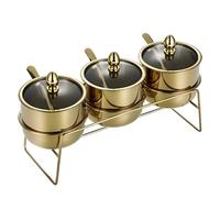 LDKFLKR Zuccheriere in Acciaio Inossidabile 304 Coperchi in Vetro Sigillati, Cucchiaio E Fessura, Contenitore per Condimenti Antiruggine, Contenitori Rotondi per Spezie da Cucina,3Straight